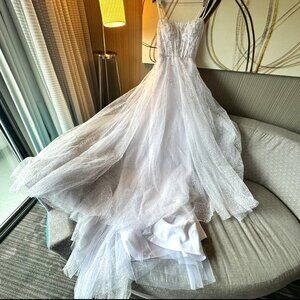 White Sleeveless Spaghetti Strap Wedding Gown